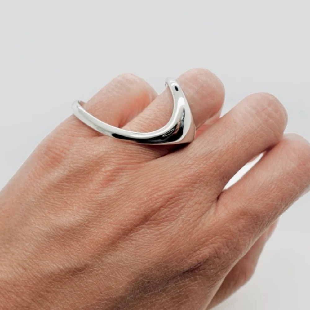 Two Finger NWT Asymmetrical Geometric Ring - Picture 5 of 7